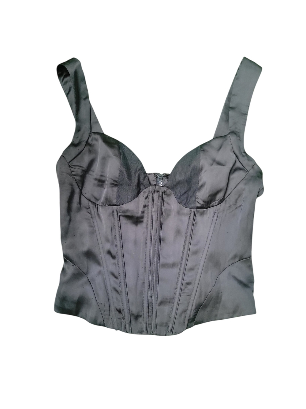 Princess Polly Black Satin Corset Bustier Size 4